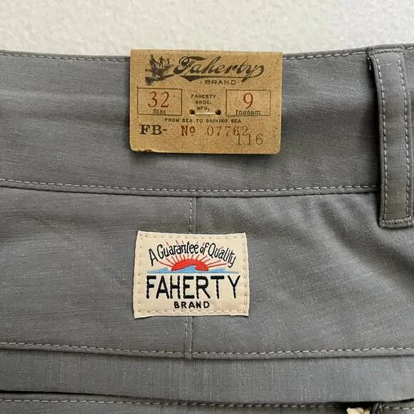 NWT Faherty Men Belt Loop All Day Shorts Chino Hybrid Ice Gray MSC0012 32 X 9
